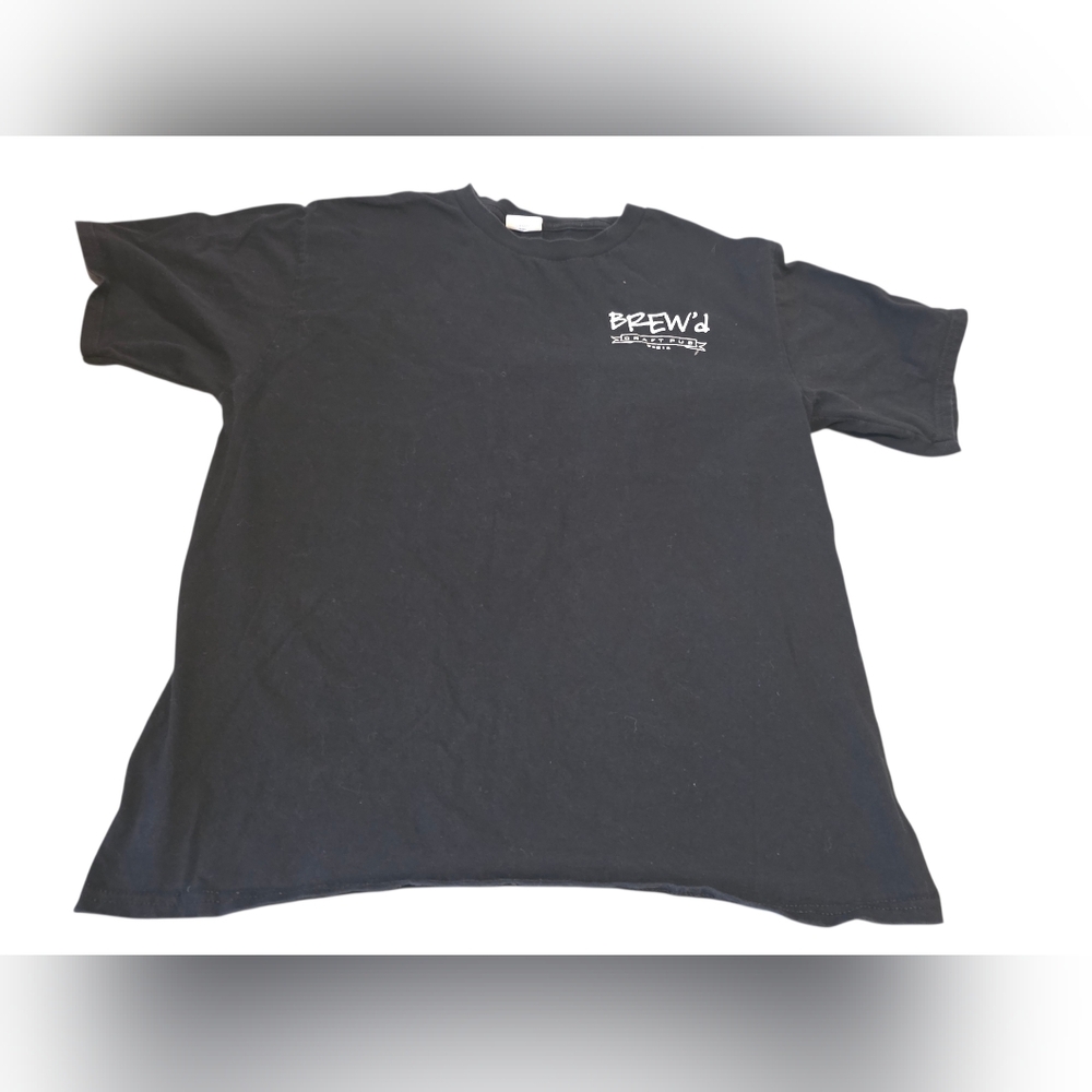 Brew'd Craft Pub 96816 Black Men's Logo Double Sided Graphic T-Shirt Size M EUC
